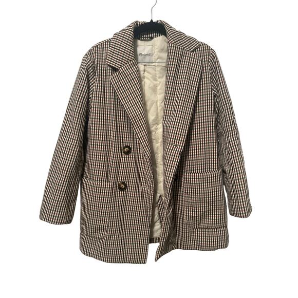 Madewell Double Breasted Plaid Padded Jacket with Pockets XS - Picture 1 of 6